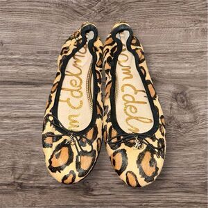 Sam Edelman Womens Felicia Cow Hair Fur Animal Print Ballet Flats Size 7.5